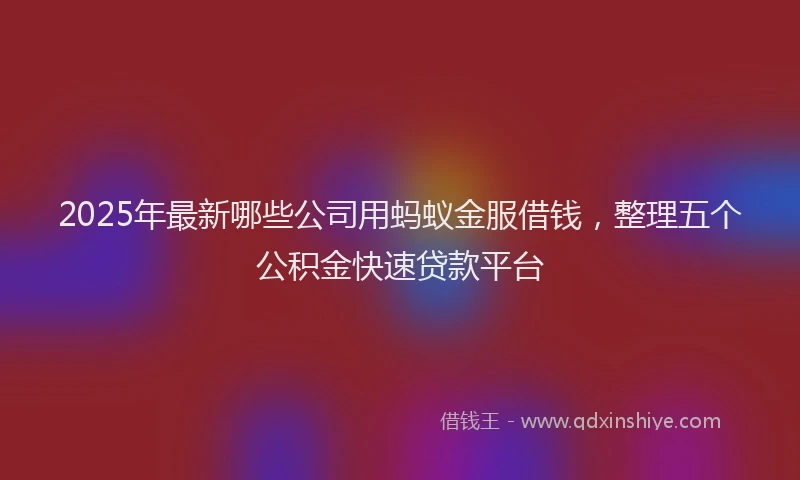 2025年最新哪些公司用蚂蚁金服借钱，整理五个公积金快速贷款平台