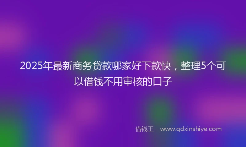 2025年最新商务贷款哪家好下款快，整理5个可以借钱不用审核的口子