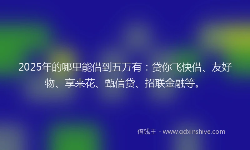2025年的哪里能借到五万有：贷你飞快借、友好物、享来花、甄信贷、招联金融等。