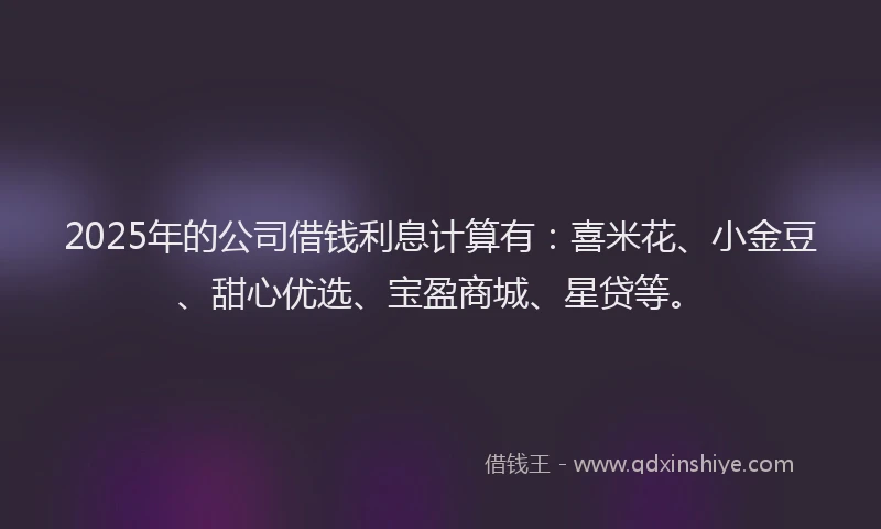 2025年的公司借钱利息计算有：喜米花、小金豆、甜心优选、宝盈商城、星贷等。