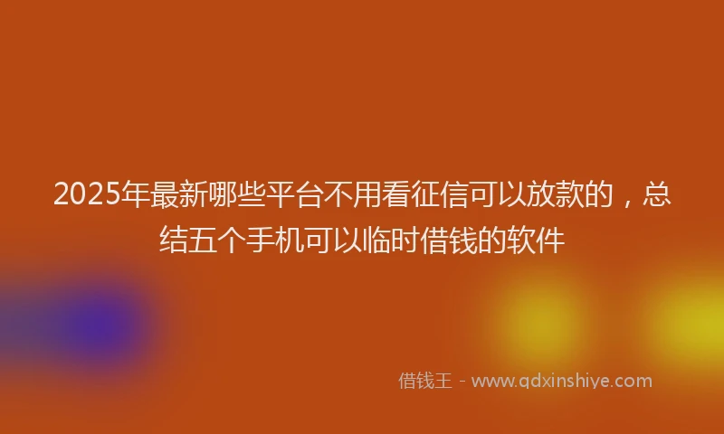 2025年最新哪些平台不用看征信可以放款的，总结五个手机可以临时借钱的软件