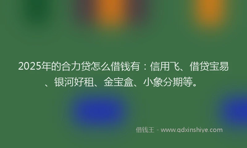2025年的合力贷怎么借钱有：信用飞、借贷宝易、银河好租、金宝盒、小象分期等。