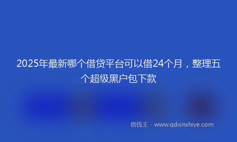 2025年最新哪个借贷平台可以借24个月，整理五个超级黑户包下款