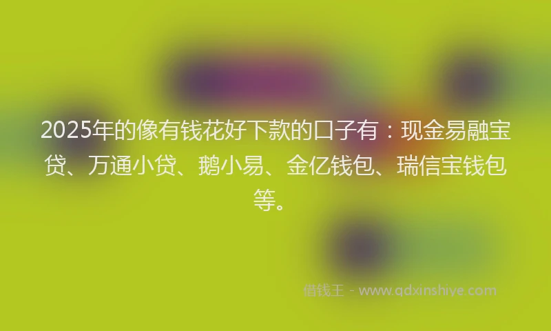 2025年的像有钱花好下款的口子有：现金易融宝贷、万通小贷、鹅小易、金亿钱包、瑞信宝钱包等。