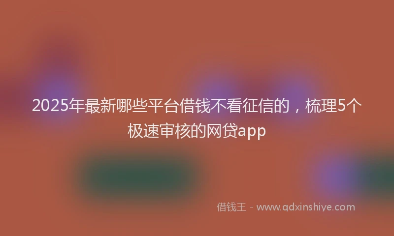 2025年最新哪些平台借钱不看征信的，梳理5个极速审核的网贷app