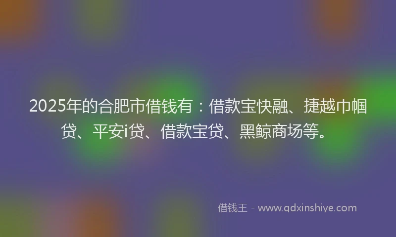 2025年的合肥市借钱有：借款宝快融、捷越巾帼贷、平安i贷、借款宝贷、黑鲸商场等。