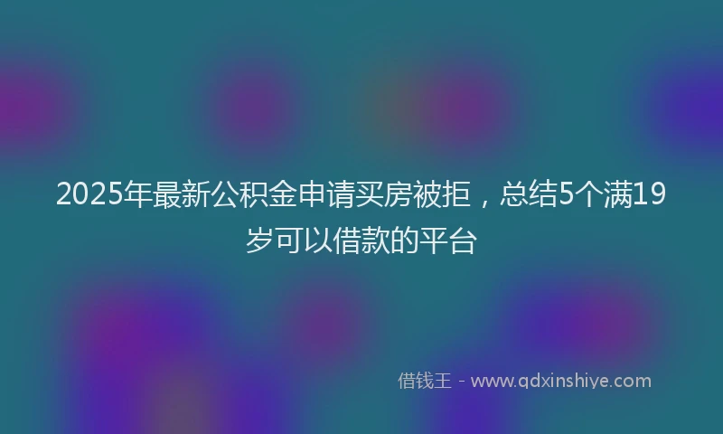 2025年最新公积金申请买房被拒，总结5个满19岁可以借款的平台