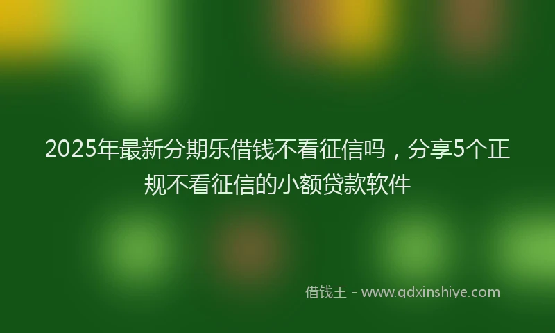 2025年最新分期乐借钱不看征信吗，分享5个正规不看征信的小额贷款软件