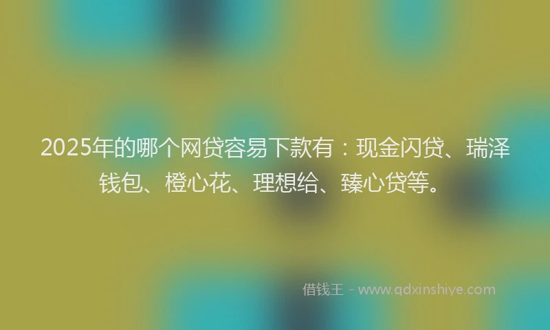 2025年的哪个网贷容易下款有：现金闪贷、瑞泽钱包、橙心花、理想给、臻心贷等。