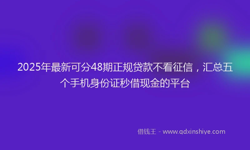 2025年最新可分48期正规贷款不看征信，汇总五个手机身份证秒借现金的平台