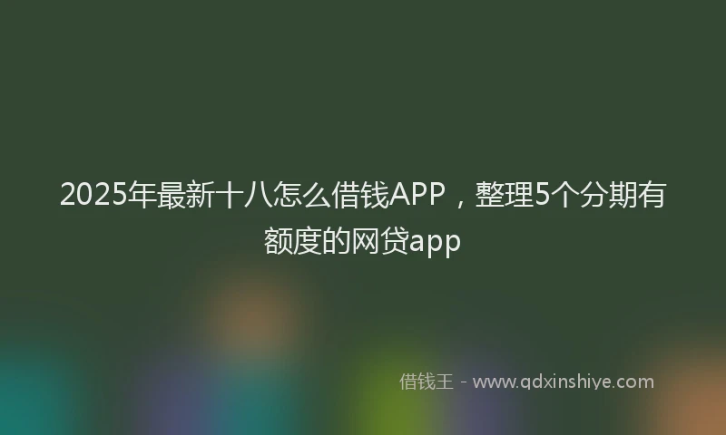 2025年最新十八怎么借钱APP，整理5个分期有额度的网贷app