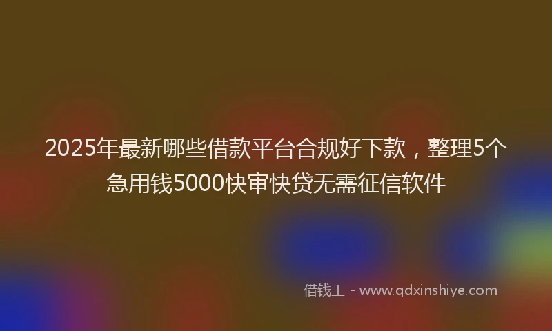 2025年最新哪些借款平台合规好下款，整理5个急用钱5000快审快贷无需征信软件