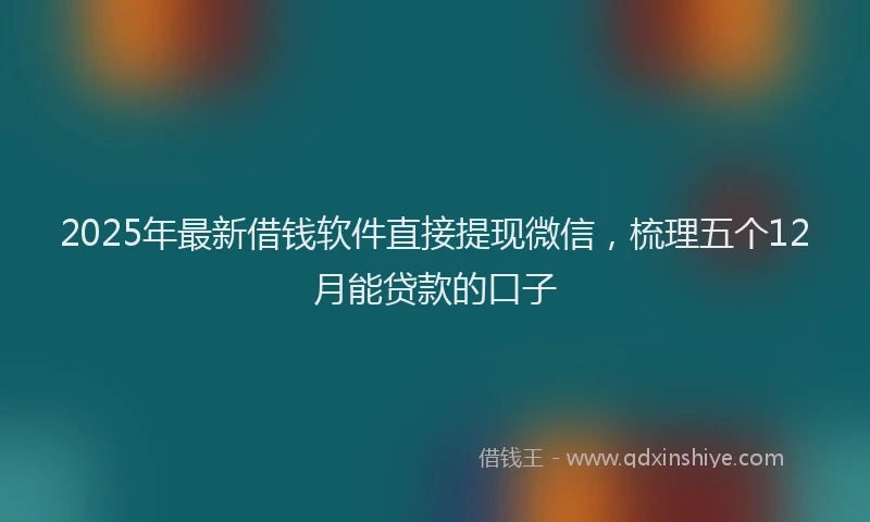 2025年最新借钱软件直接提现微信，梳理五个12月能贷款的口子
