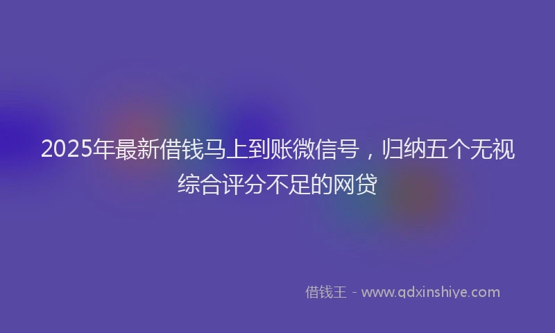 2025年最新借钱马上到账微信号，归纳五个无视综合评分不足的网贷