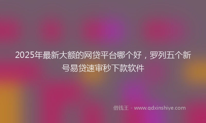 2025年最新大额的网贷平台哪个好，罗列五个新号易贷速审秒下款软件
