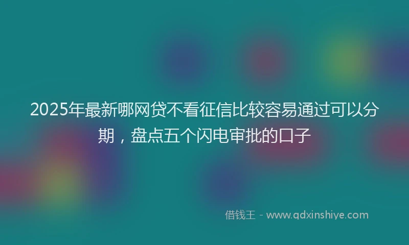 2025年最新哪网贷不看征信比较容易通过可以分期，盘点五个闪电审批的口子