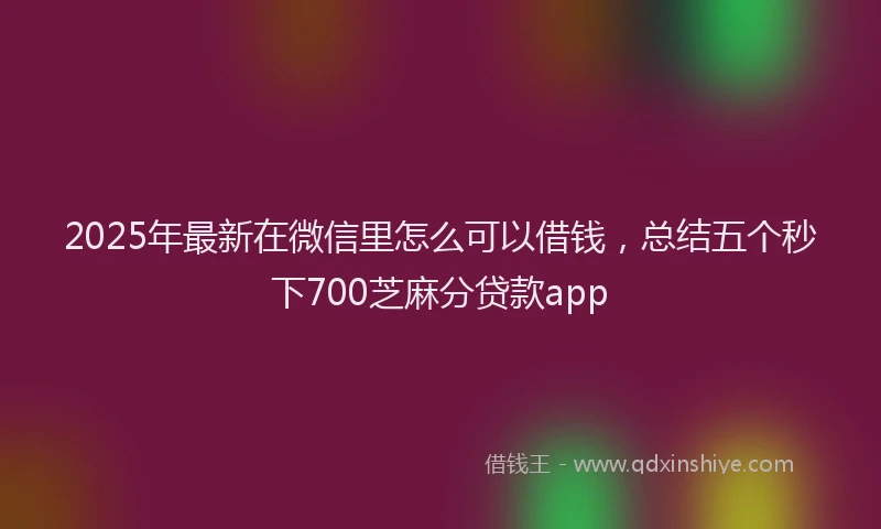 2025年最新在微信里怎么可以借钱，总结五个秒下700芝麻分贷款app