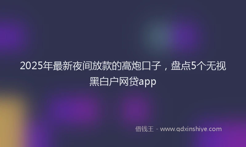 2025年最新夜间放款的高炮口子，盘点5个无视黑白户网贷app