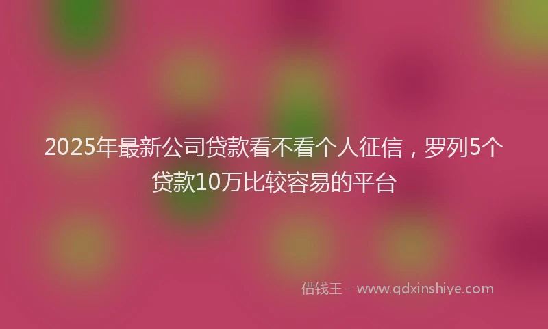2025年最新公司贷款看不看个人征信，罗列5个贷款10万比较容易的平台
