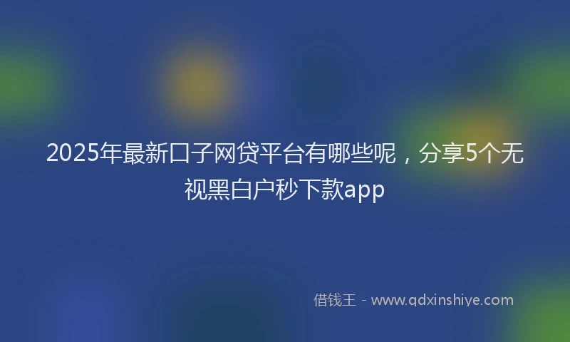 2025年最新口子网贷平台有哪些呢，分享5个无视黑白户秒下款app