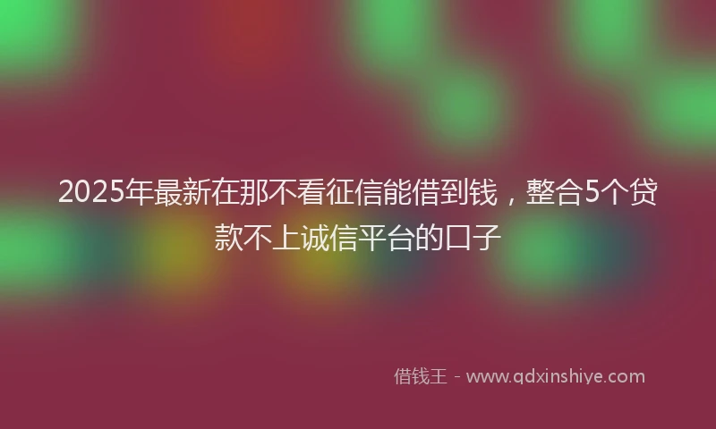 2025年最新在那不看征信能借到钱，整合5个贷款不上诚信平台的口子