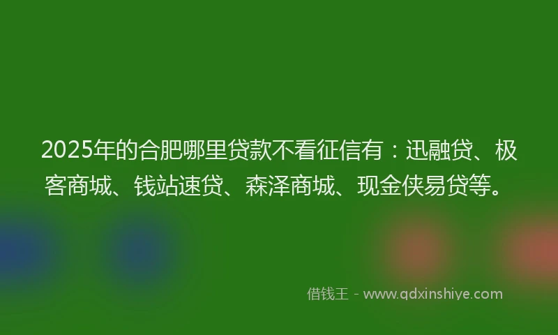 2025年的合肥哪里贷款不看征信有：迅融贷、极客商城、钱站速贷、森泽商城、现金侠易贷等。