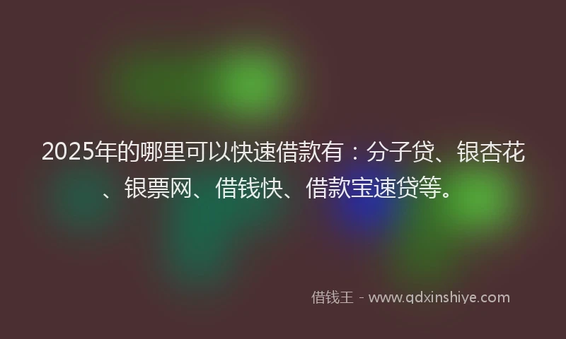 2025年的哪里可以快速借款有：分子贷、银杏花、银票网、借钱快、借款宝速贷等。