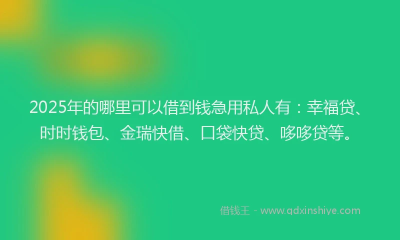 2025年的哪里可以借到钱急用私人有：幸福贷、时时钱包、金瑞快借、口袋快贷、哆哆贷等。