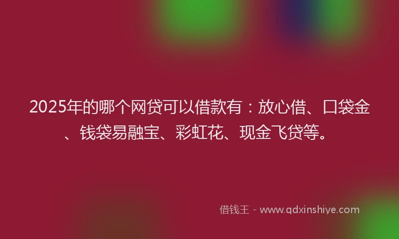 2025年的哪个网贷可以借款有：放心借、口袋金、钱袋易融宝、彩虹花、现金飞贷等。
