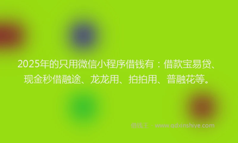 2025年的只用微信小程序借钱有：借款宝易贷、现金秒借融途、龙龙用、拍拍用、普融花等。