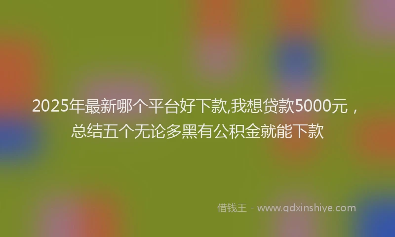 2025年最新哪个平台好下款,我想贷款5000元，总结五个无论多黑有公积金就能下款