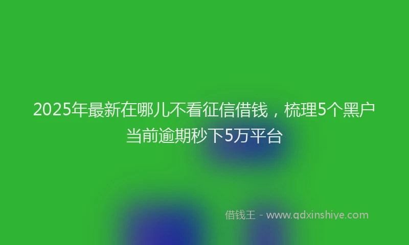 2025年最新在哪儿不看征信借钱，梳理5个黑户当前逾期秒下5万平台