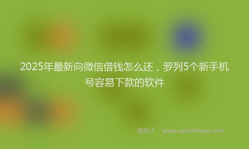 2025年最新向微信借钱怎么还，罗列5个新手机号容易下款的软件
