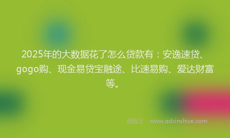 2025年的大数据花了怎么贷款有：安逸速贷、gogo购、现金易贷宝融途、比速易购、爱达财富等。