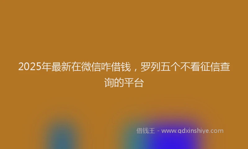 2025年最新在微信咋借钱，罗列五个不看征信查询的平台