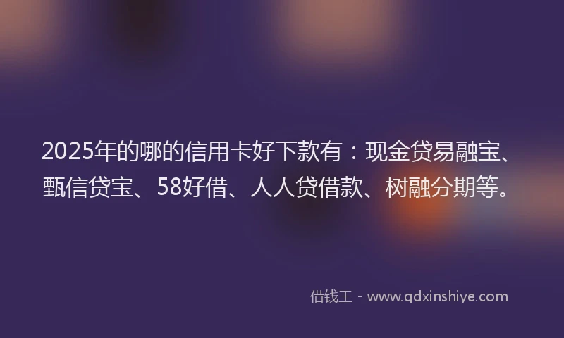 2025年的哪的信用卡好下款有：现金贷易融宝、甄信贷宝、58好借、人人贷借款、树融分期等。