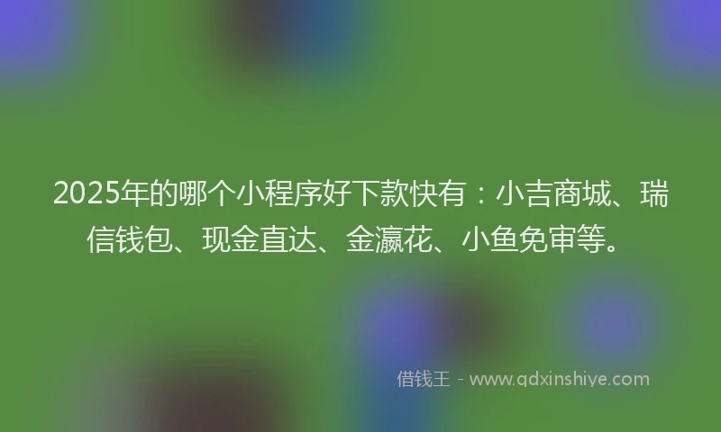 2025年的哪个小程序好下款快有：小吉商城、瑞信钱包、现金直达、金瀛花、小鱼免审等。