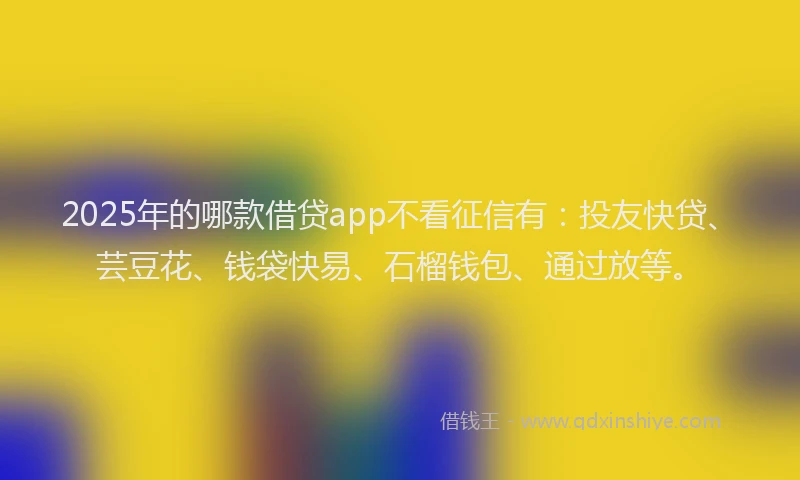 2025年的哪款借贷app不看征信有：投友快贷、芸豆花、钱袋快易、石榴钱包、通过放等。