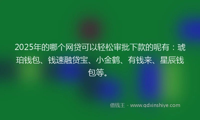 2025年的哪个网贷可以轻松审批下款的呢有：琥珀钱包、钱速融贷宝、小金鹤、有钱来、星辰钱包等。