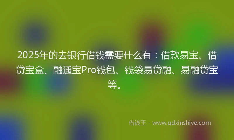 2025年的去银行借钱需要什么有：借款易宝、借贷宝盒、融通宝Pro钱包、钱袋易贷融、易融贷宝等。