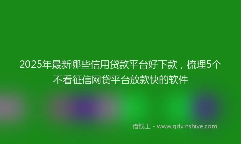 2025年最新哪些信用贷款平台好下款，梳理5个不看征信网贷平台放款快的软件