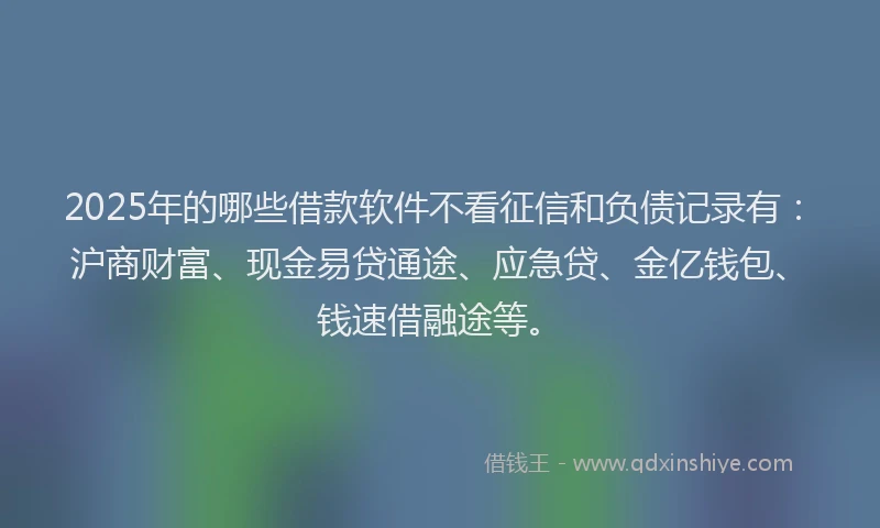 2025年的哪些借款软件不看征信和负债记录有：沪商财富、现金易贷通途、应急贷、金亿钱包、钱速借融途等。