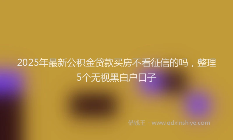 2025年最新公积金贷款买房不看征信的吗，整理5个无视黑白户口子