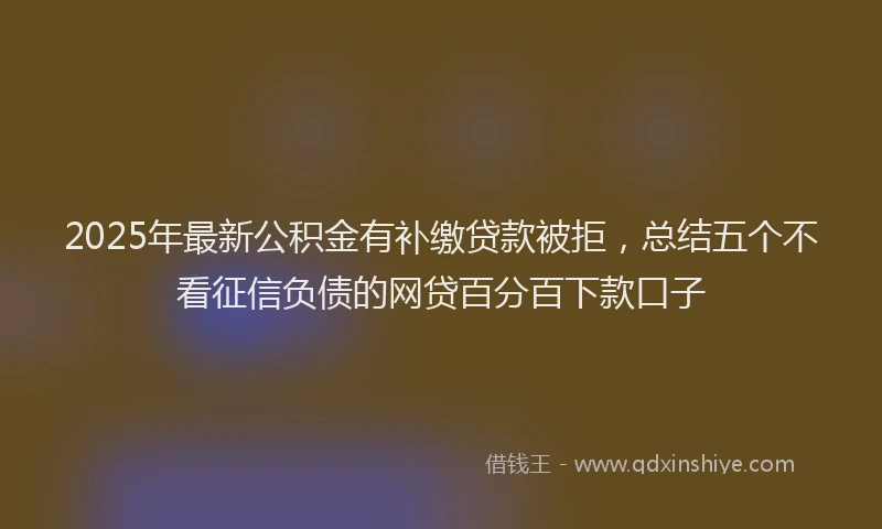2025年最新公积金有补缴贷款被拒，总结五个不看征信负债的网贷百分百下款口子