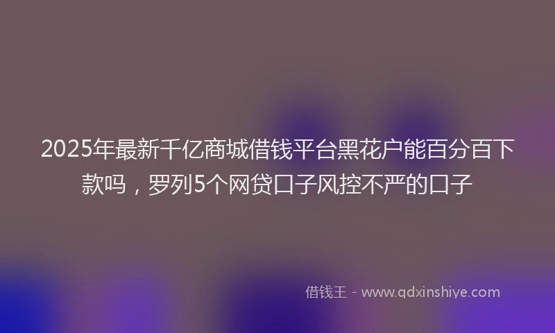 2025年最新千亿商城借钱平台黑花户能百分百下款吗，罗列5个网贷口子风控不严的口子