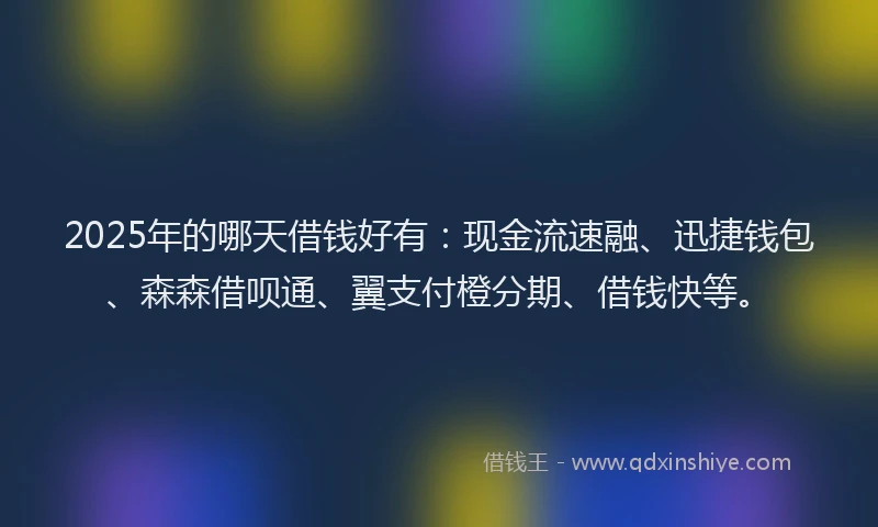 2025年的哪天借钱好有：现金流速融、迅捷钱包、森森借呗通、翼支付橙分期、借钱快等。