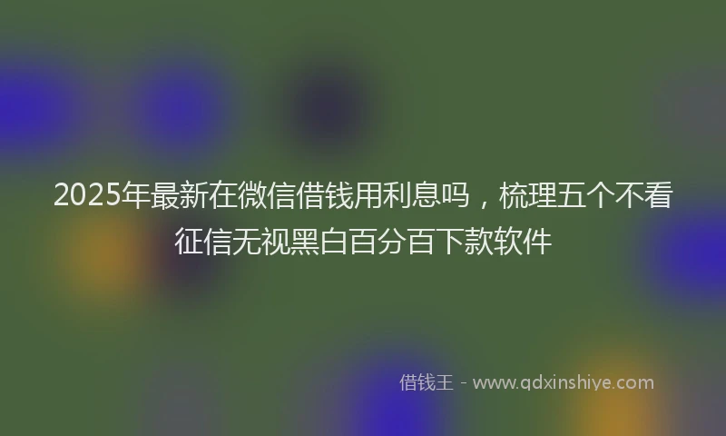 2025年最新在微信借钱用利息吗，梳理五个不看征信无视黑白百分百下款软件
