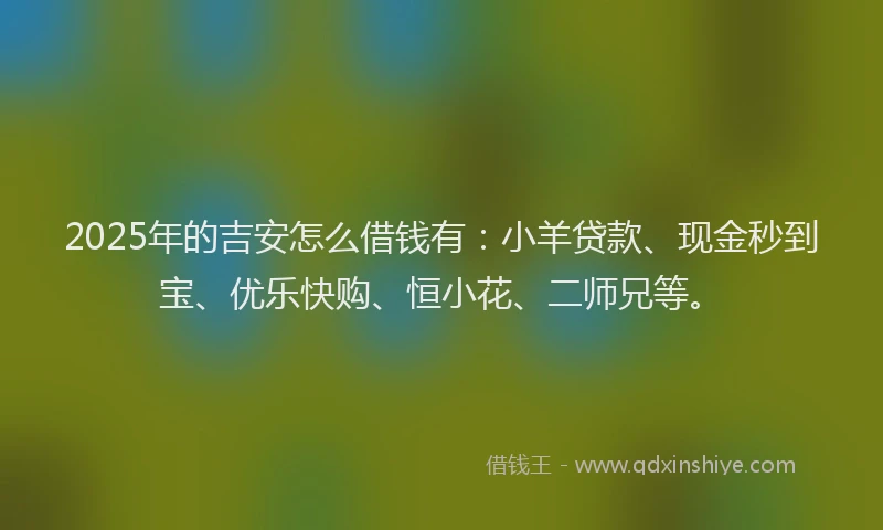 2025年的吉安怎么借钱有：小羊贷款、现金秒到宝、优乐快购、恒小花、二师兄等。