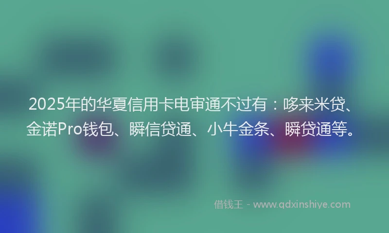2025年的华夏信用卡电审通不过有：哆来米贷、金诺Pro钱包、瞬信贷通、小牛金条、瞬贷通等。