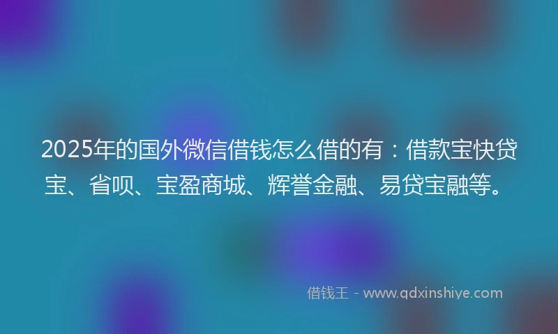 2025年的国外微信借钱怎么借的有：借款宝快贷宝、省呗、宝盈商城、辉誉金融、易贷宝融等。